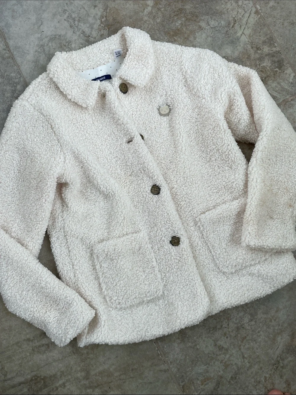 Okaidi Girls cream Teddy Jacket